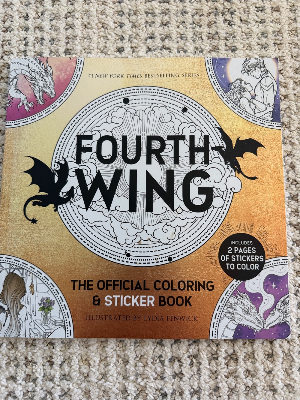 NEW - Fourth Wing Official Coloring & Sticker Book - Gold